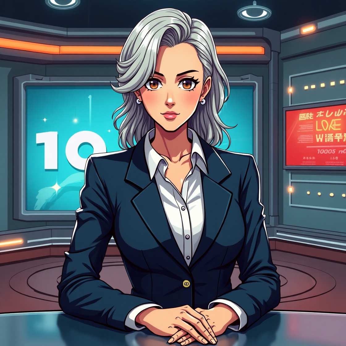 female news anchor